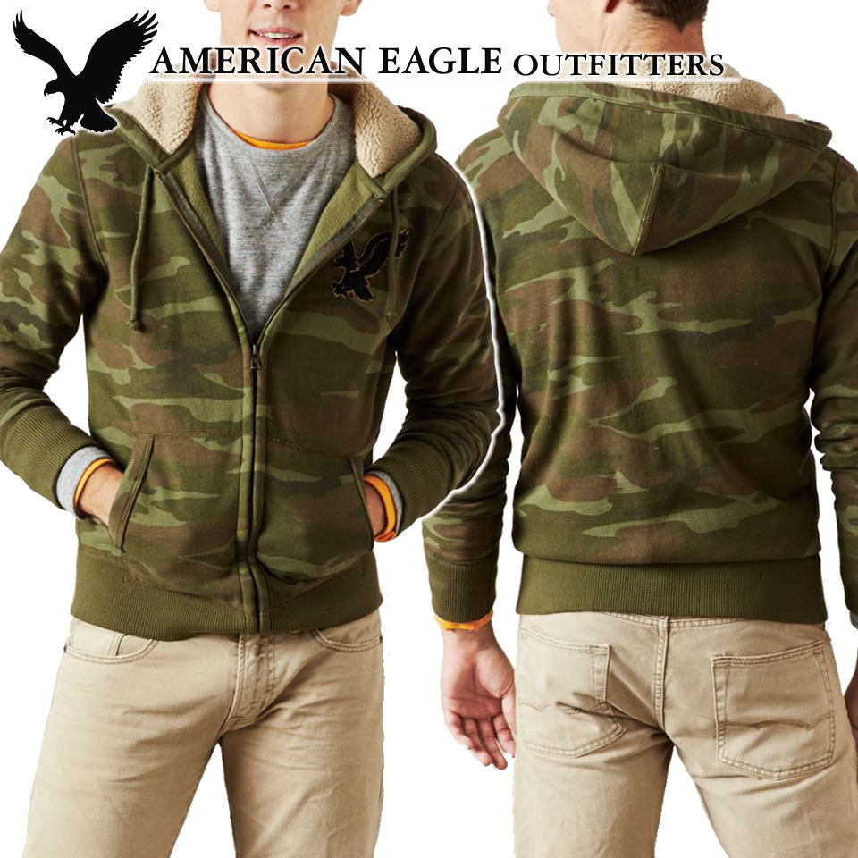 アメリカンイーグル メンズ パーカー パーカ AE CAMO SHERPA LINED HOODIE ...