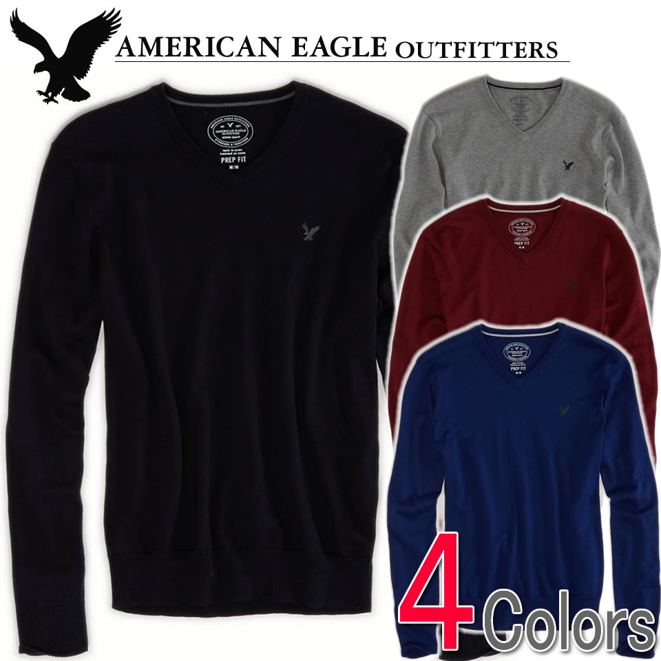 アメリカンイーグル メンズ セーター ニット AE V-NECK SWEATER 4色 (0512-9743) お買い物マラソン 最大 ポイント 24倍 ! ラッピング 無料! あす楽 3980円以上 送料無料 ! メンズ かっこいい プレゼント ギフト にも! 秋物 新作 入荷!