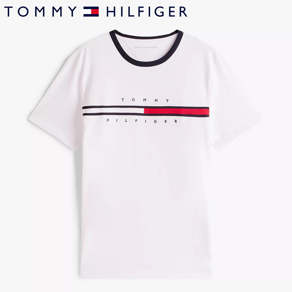 Rakuten - ■トミーヒルフィガー TOMMY HILFIGER 半袖 エンブロイダード ロゴ Tシャツ ホワイト ラッピング 無料! あす楽 3980円以上 送料無料 ! メンズ かっこいい プレゼント ギフト にも! 秋冬物 新作 入荷!