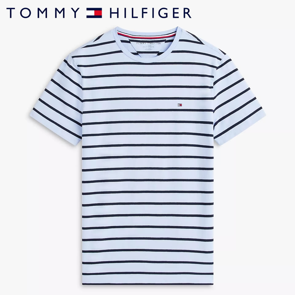 乐天商城 - ■トミーヒルフィガー TOMMY HILFIGER 半袖 ストライプ ストレッチ Tシャツ ライトブルー ラッピング 無料! あす楽 3980円以上 送料無料 ! メンズ かっこいい プレゼント ギフト にも! 秋冬物 新作 入荷!