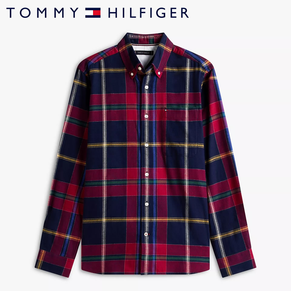 Rakuten - ■トミーヒルフィガー TOMMY HILFIGER 長袖 ブラッシュ フランネル シャツ レッド/ネイビー ラッピング 無料! あす楽 3980円以上 送料無料 ! メンズ かっこいい プレゼント ギフト にも! 秋冬物 新作 入荷!