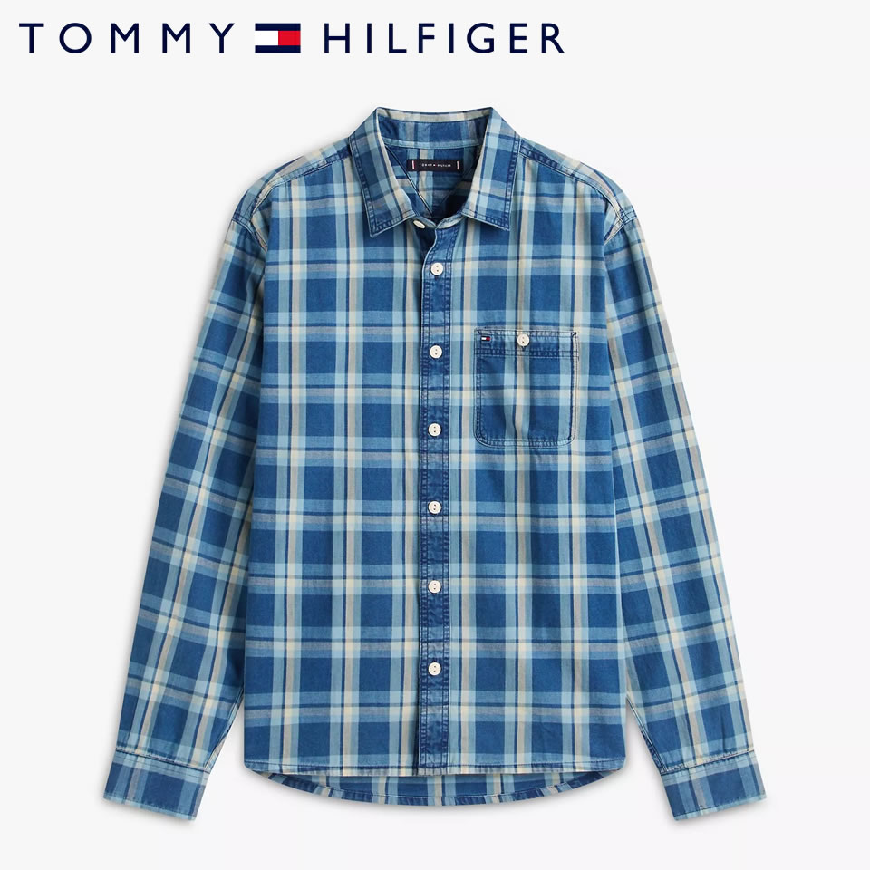 Rakuten - ■トミーヒルフィガー TOMMY HILFIGER 長袖 インディゴ デニムシャツ インディゴウォッシュ ラッピング 無料! あす楽 3980円以上 送料無料 ! メンズ かっこいい プレゼント ギフト にも! 秋冬物 新作 入荷!