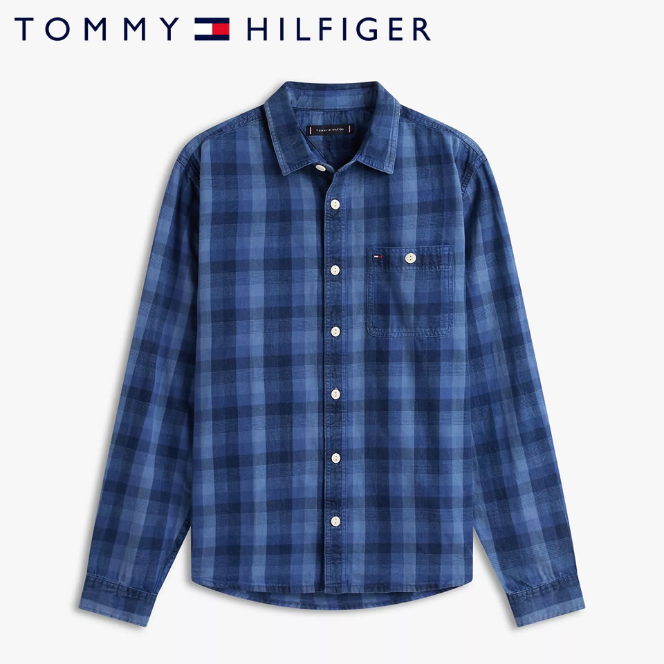 Rakuten - ■トミーヒルフィガー TOMMY HILFIGER 長袖 インディゴ デニムシャツ インディゴプレイド ラッピング 無料! あす楽 3980円以上 送料無料 ! メンズ かっこいい プレゼント ギフト にも! 秋冬物 新作 入荷!