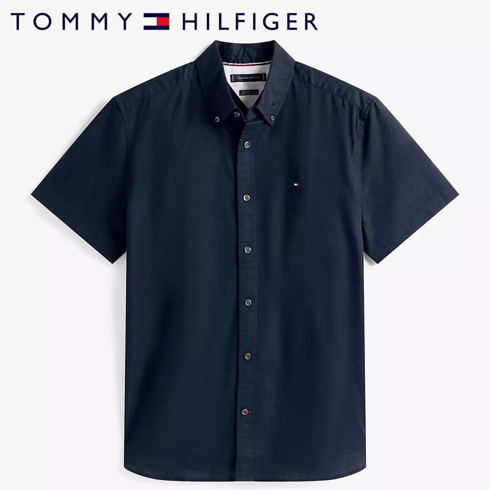 Rakuten - ■トミーヒルフィガー TOMMY HILFIGER 半袖 オックスフォードシャツ ネイビー ラッピング 無料! あす楽 3980円以上 送料無料 ! メンズ かっこいい プレゼント ギフト にも! 秋冬物 新作 入荷!