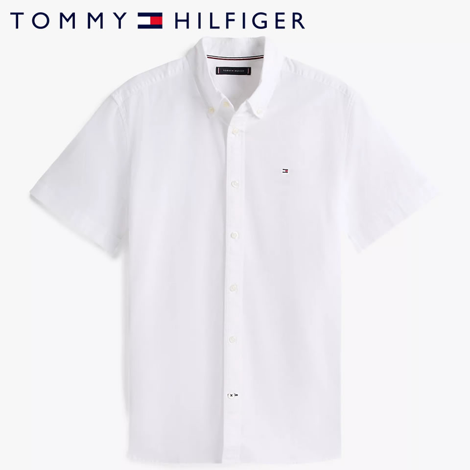 Rakuten - ■トミーヒルフィガー TOMMY HILFIGER 半袖 オックスフォードシャツ ホワイト ラッピング 無料! あす楽 3980円以上 送料無料 ! メンズ かっこいい プレゼント ギフト にも! 秋冬物 新作 入荷!