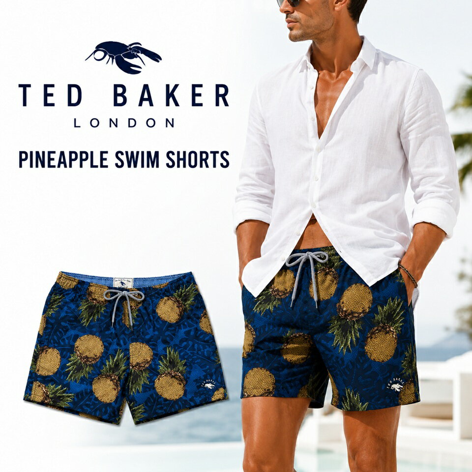 乐天商城 - TED BAKER テッドベーカー スイムウェア 水着 パイナップル柄 ワンポイント ネイビー あす楽 メンズ かっこいい ギフト にも! 大きいサイズ あり! ラッピング 無料! 新作も続々入荷中〜!