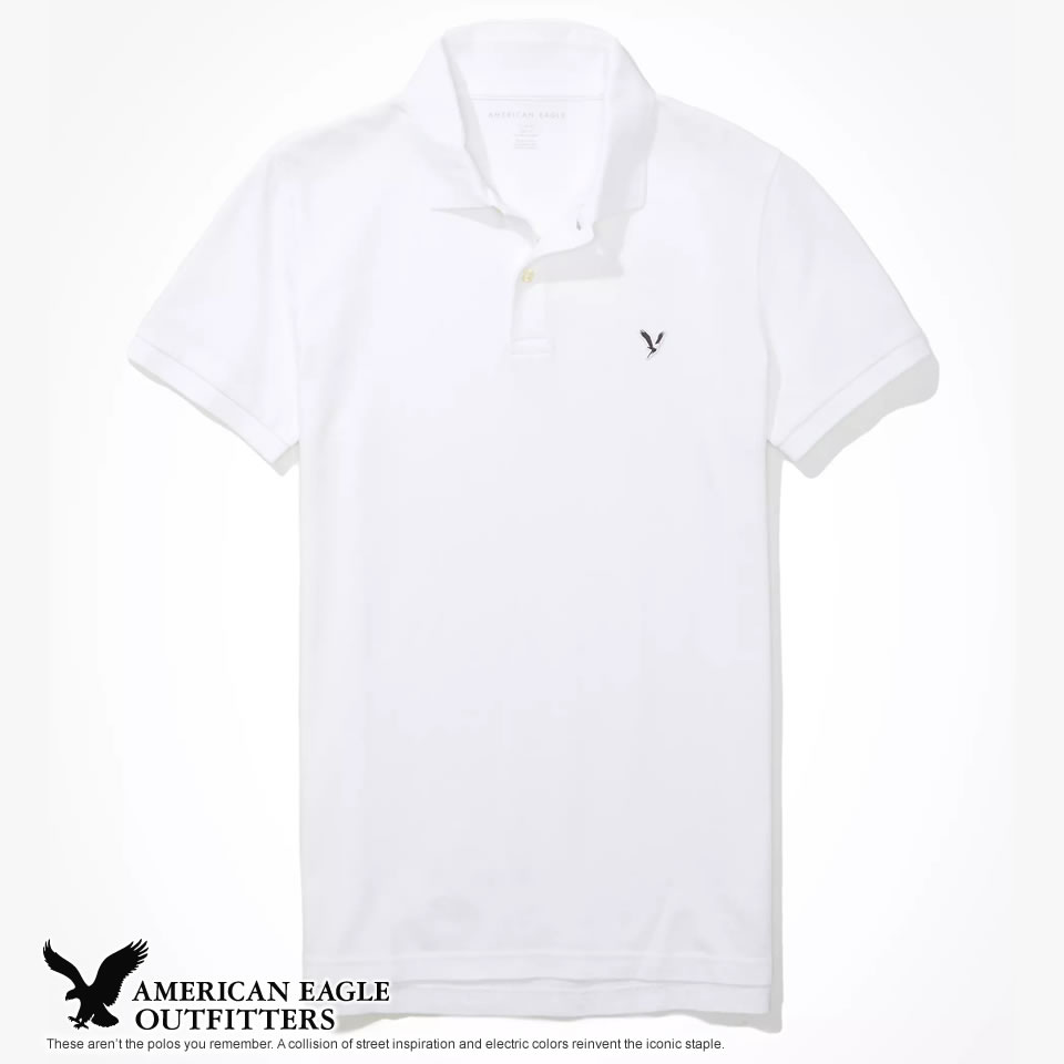 ポロシャツ アメリカンイーグル メンズ 半袖 ポロシャツ AEO POLO ホワイト S M L XL XXL ラッピング 無料! あす楽 3980円以上 送料無料 ! メンズ かっこいい ギフト にも! 春物 新作 入荷! プレゼント にも!
