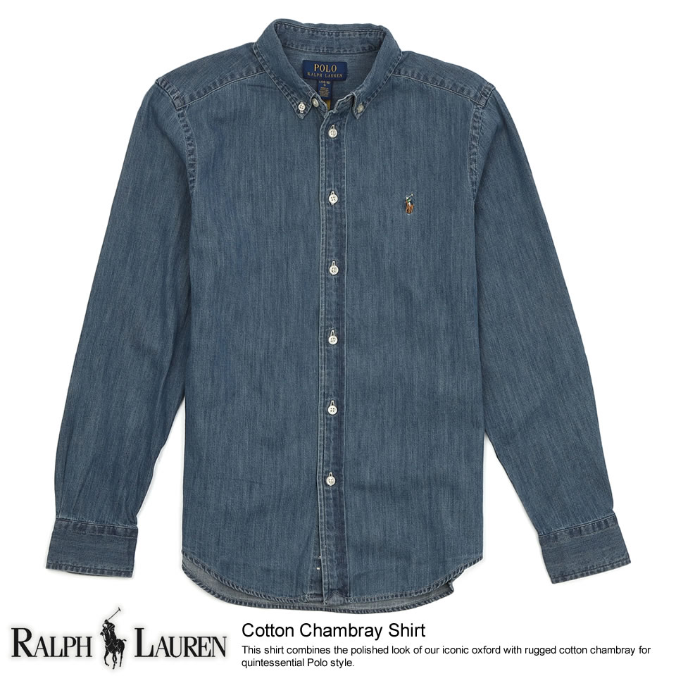 楽天アメカジ専門店SHU-SHU【ラルフローレン・キッズ】 ポロ・ラルフローレン ボーイズ 長袖 シャンブレーシャツ COTTON CHAMBRAY SHIRT ダークブルー POLO RALPH LAUREN（437486） ラッピング 無料! あす楽 3980円以上 送料無料 ! メンズ かっこいい ギフト にも! 春物 新作 入荷! プレゼント にも!
