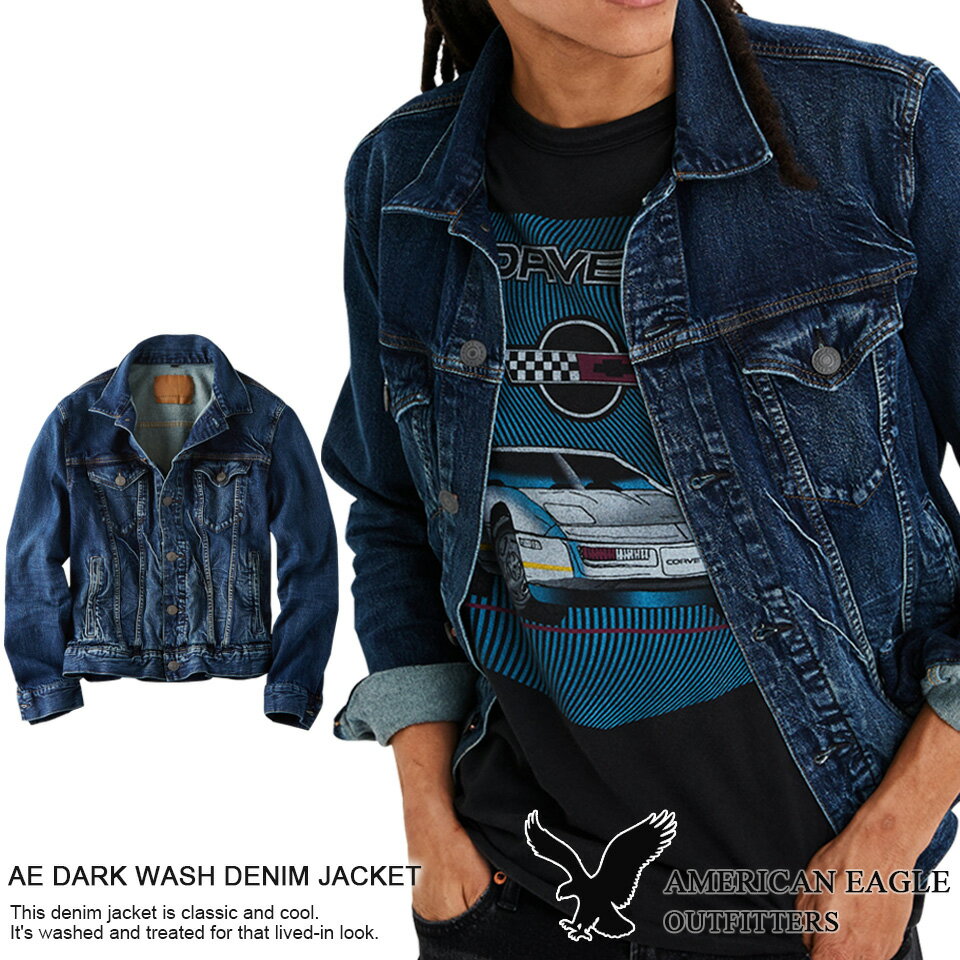 ■アメリカンイーグル メンズ デニムジャケット AE DARK WASH DENIM JACKET ダークブルー (0106-1184) ギフト ラッピング 無料 ! 3980円以上 送料無料 ! 即日発送！ あす楽 メンズ かっこいい 秋冬物 新作も続々入荷!