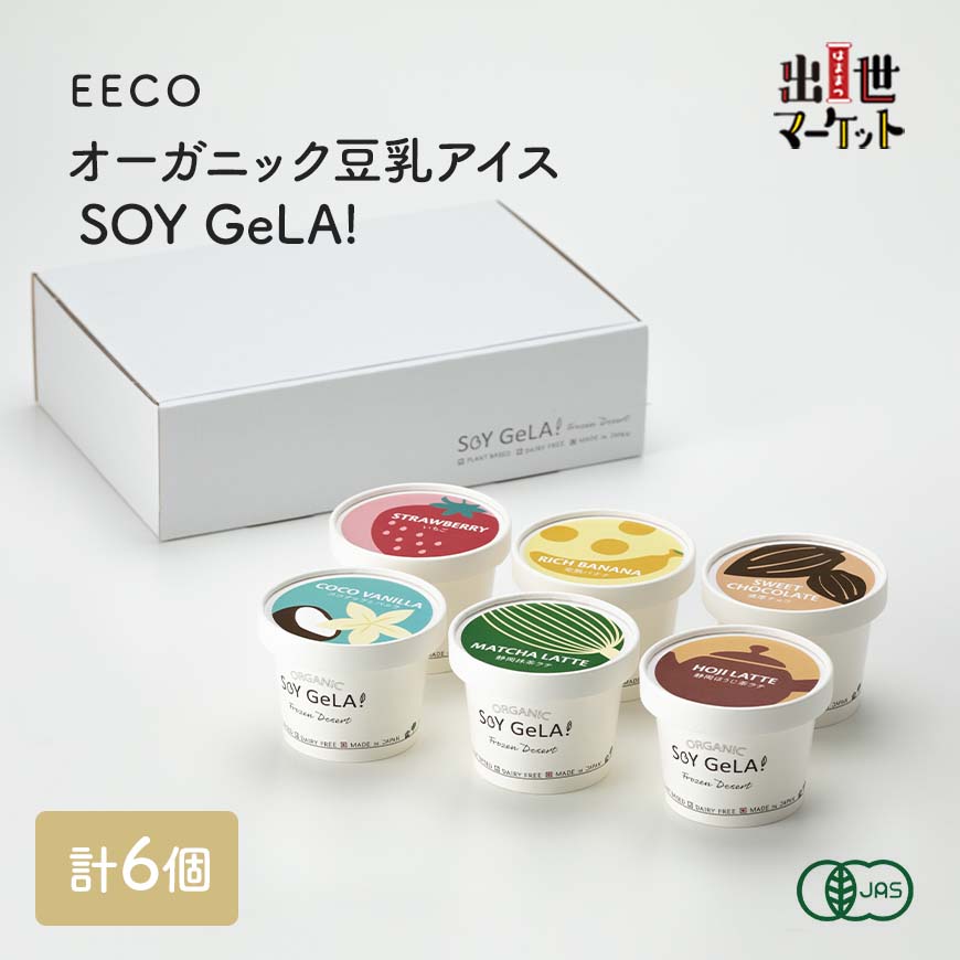 【冷凍便】 オーガニック豆乳アイス SOY GeLA! 6個セット 低カロリー アレルギー対応 ヴィーガン アイス ジェラート 詰合せ アイスセット