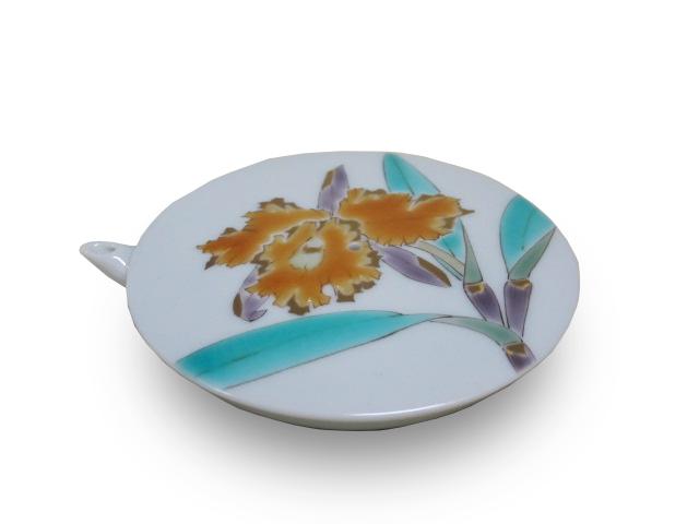 ★【九谷焼】 水滴 色絵カトレア 作家【山岸大成】