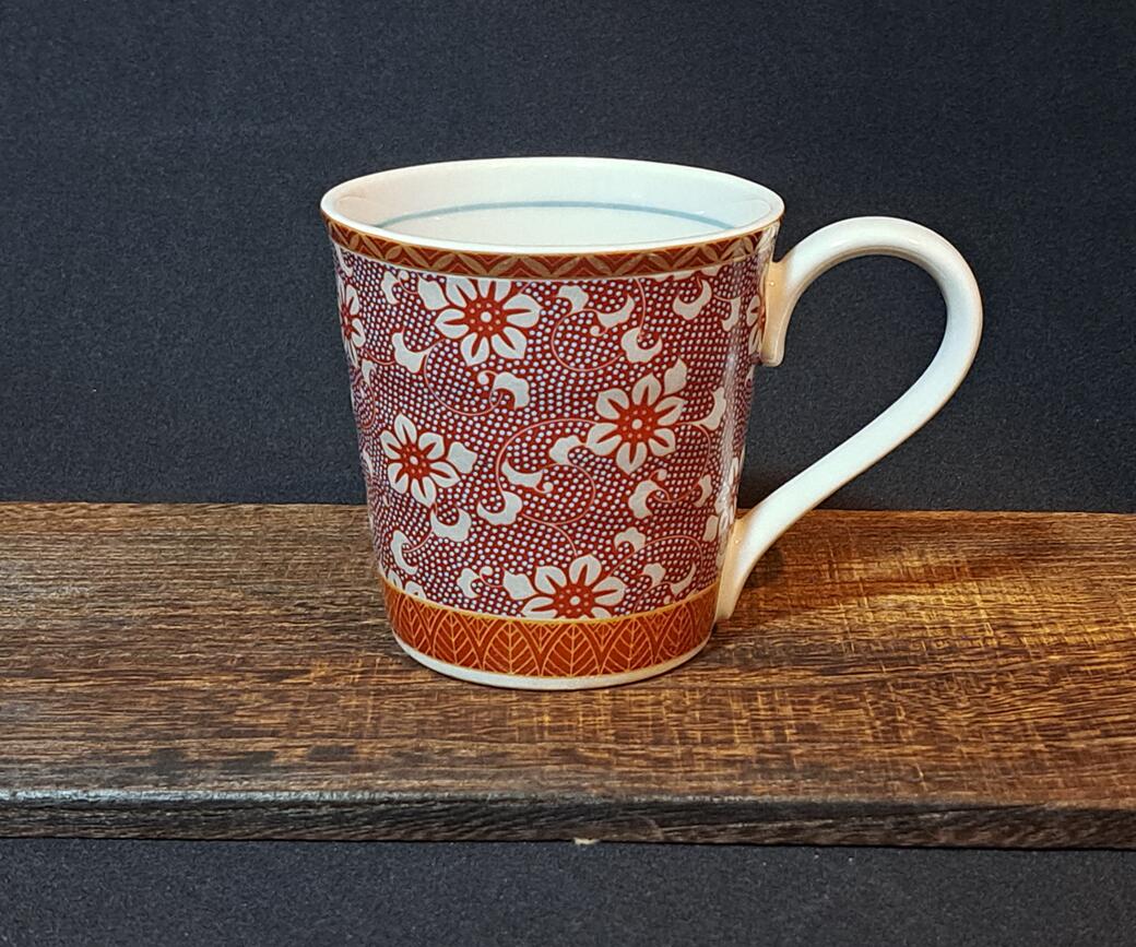 【九谷焼】　マグカップ(マイカップ、陶器）　鉄仙文