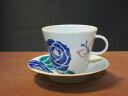 【九谷焼】 コーヒーカップ( カップ ソーサーセットコーヒー) バラ(青)