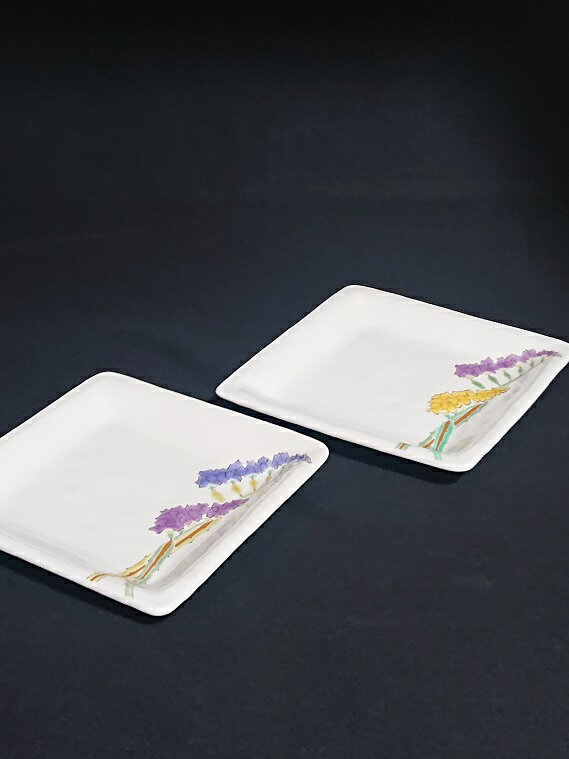 【九谷焼】6号組皿(盛皿、大皿）　スターチス　田村梨衣乃