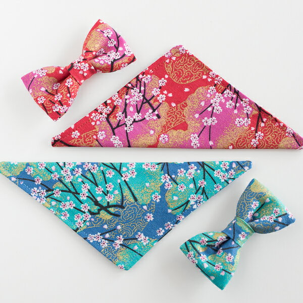 猫 首輪 子猫 〜成猫まで リボン バンダナ 安全首輪のスリーウェイ3点セット ペットグッズ 和柄 春 鈴 蝶ネクタイ ハゲない コットン 【猫雑貨招福】