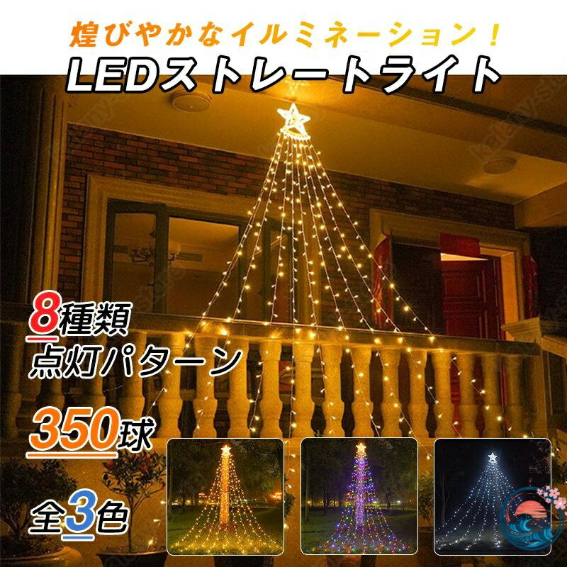 樂天商城 - 【全品2点で5%OFF】イルミネーション ライト LED 350球 ドレープライト クリスマスツリー 8点灯パターン 防水 屋内屋外兼用 つらら パーティー 誕生日 庭 クリスマス 2022
