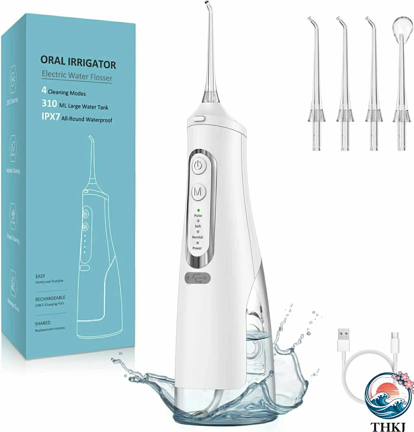 【全品2点で5%OFF】口腔洗浄器替えノズル4本 4種類の水流モード 310MLタンク ウォーターフロス USB充電..