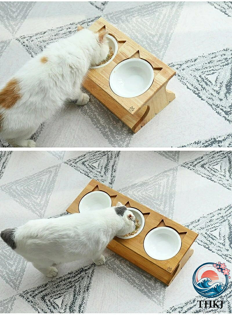 【全品2点で5%OFF】食器台 猫食器 ペット食器 ペットボウル 猫 小型犬 セラミックボウル 陶器 餌入れ 餌皿 理想的な高度 食べやすい 洗い安い 健康的 愛犬・愛猫 可愛いデザイン ご飯台 猫用 小型犬 無料