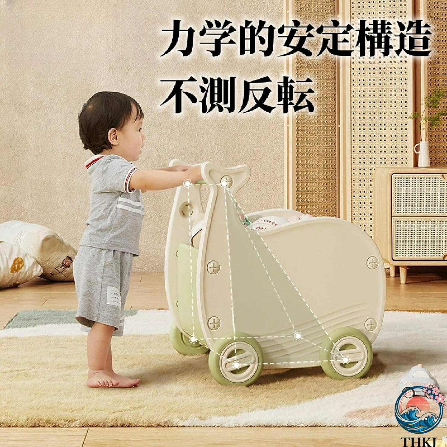 【全品5%ポイント】クジラワゴン おもちゃ収納箱 ボックス 手押し車 赤ちゃん キッ...