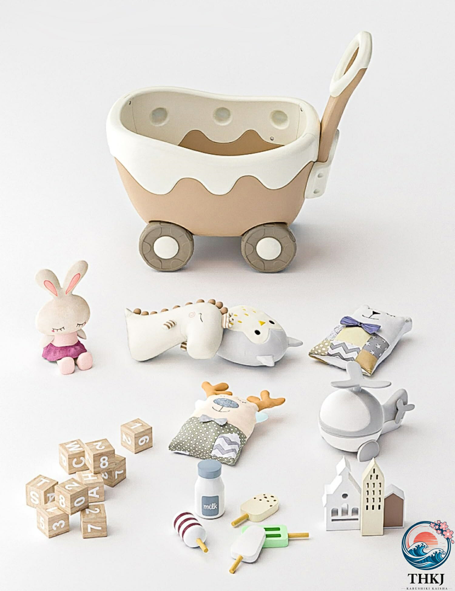 【全品5%ポイント】クリームのワゴン おもちゃ箱 ボックス 手押し車 赤ちゃん キッ...