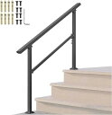 【今月31日までにご注文で5%割引!】ブラック工業用チューブ錬鉄製手すり 階段用安全滑り止め階段手すり 屋内および屋外手すり 屋外階段手すり 丸棒 ステンレス鋼棒 角度調整可能 屋内屋外玄関手すりセット 手すり付き 玄関ポーチ エスカレーター 4段 ブラック