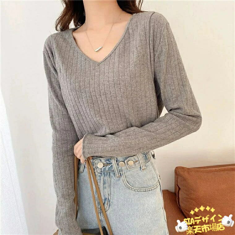 【全品5%ポイント】着まわし力抜群！マタニティ 授乳口付き シンプル 無地 長袖 V...