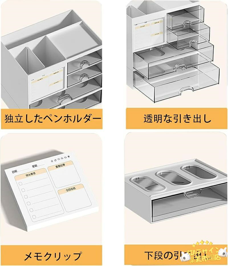 【全品5%ポイント】多機能 デスクオーガナイザー 卓上収納 4引き出し付き 小物収納...