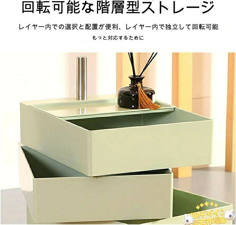 【全品5%ポイント】回転 収納ベッド ワゴン キャスター付き 360°可動回転収納 コーヒーテーブル 5段 カラーラック 透明 クリア 収納 ラック 収納棚 回転式 リビングルーム ベッドルーム 収納棚 おしゃれ キャビネット キャスター スリム 収納ボックス [3]