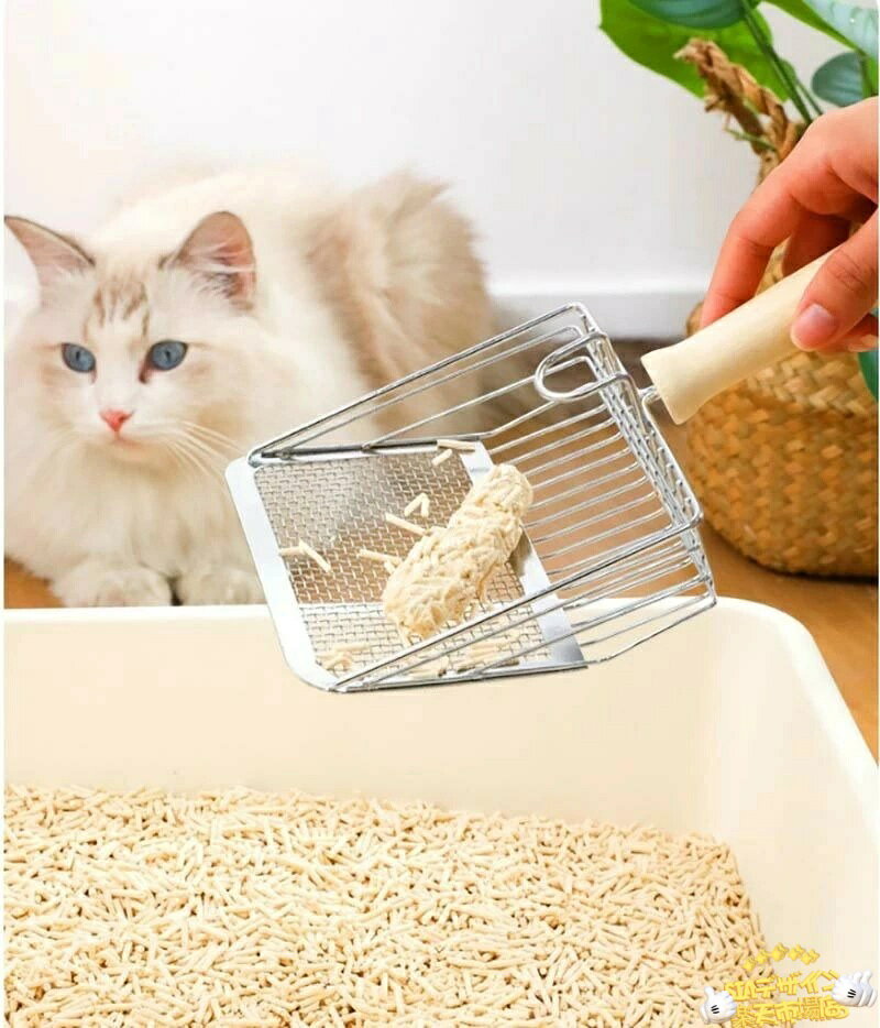 【全品5%ポイント】猫砂スコップ シャベル ステンレス鋼 2サイズ網目 丈夫 楽 作業の軽減猫砂シャベル ネコトイレ用スコップ 3