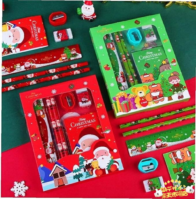 【全品2点で5%OFF】新しいクリスマス学生文具ギフトボックスセット お子様のクリスマスプレゼントと賞品 クリスマス 文房具セット ギフトセット 鉛筆 定規 消しゴム 鉛筆削り 女の子 男の子 4セット