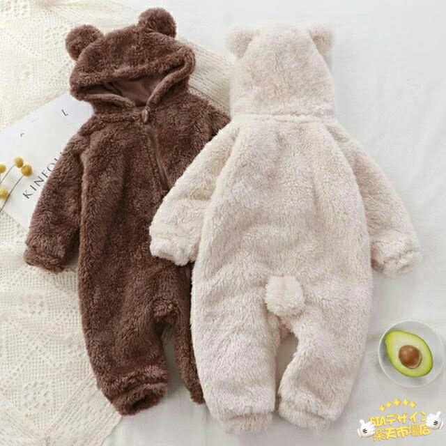【全品2点で5%OFF】秋 ジャンプスーツ 子供 赤ちゃん アウター ベビー 起毛 暖かい 出産準備 カバーオール 耳付き もこもこ くま ロンパース ベビー服 新生児 冬 着ぐるみ 防寒 冬用 誕生日プレゼント クリスマス 出産祝い プレゼント ジャンプスーツ 女の子 男の子 2