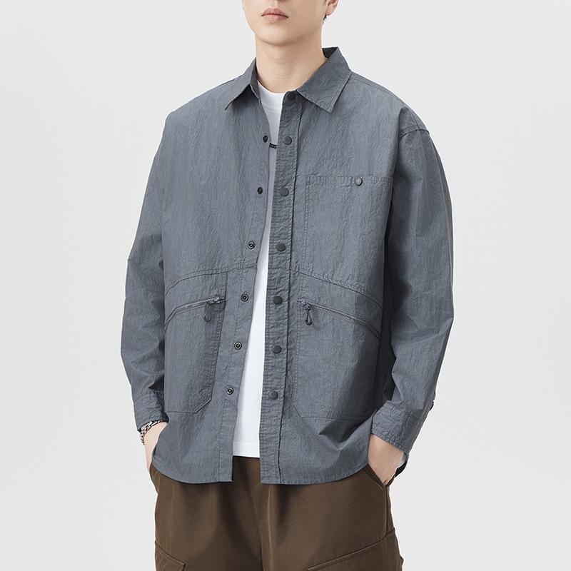 Rakuten - シャツ メンズ アウトドア 長袖 日系 レトロ アメリカン スタイル 多ポケット ゆったり フィット 登山 トップス 普段使い ハイキング