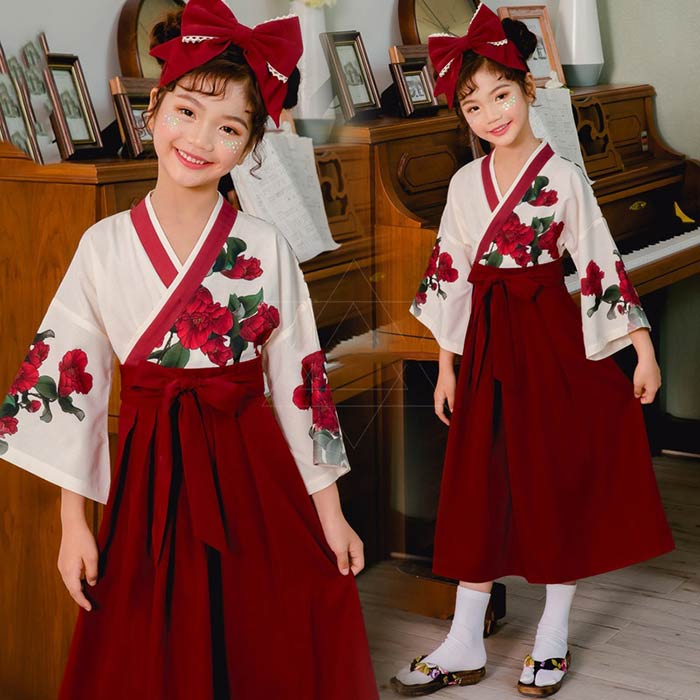 Rakuten - 子供 ハロウィン コスプレ キッズ 和服 着物ドレス 巫女 仮装 可愛い 女の子 ワンピース 長袖 文化祭 お遊戯会 小学生
