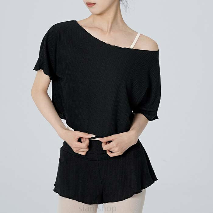 樂天商城 - バレエ トップス Tシャツ 半袖 エレガント 練習着 レッスン 着 ウェア バレエトップス ヨガウェア 大人 バレエ用品 ゆったり 無地 美シルエット バレエウェア ウ ダンス ヨガ