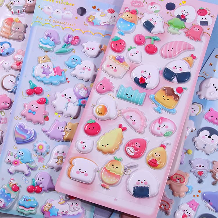 マシュマロシール シール手帳 ぷくぷくシール シール 3D立体シール ぷにぷにシール シール交換 貼り付け可能 ステッカー 手帳 携帯電話飾り用 日記シール 3Dシール ぷくぷく 手芸用品 sianishop-10018480 Siani サンプル画像2