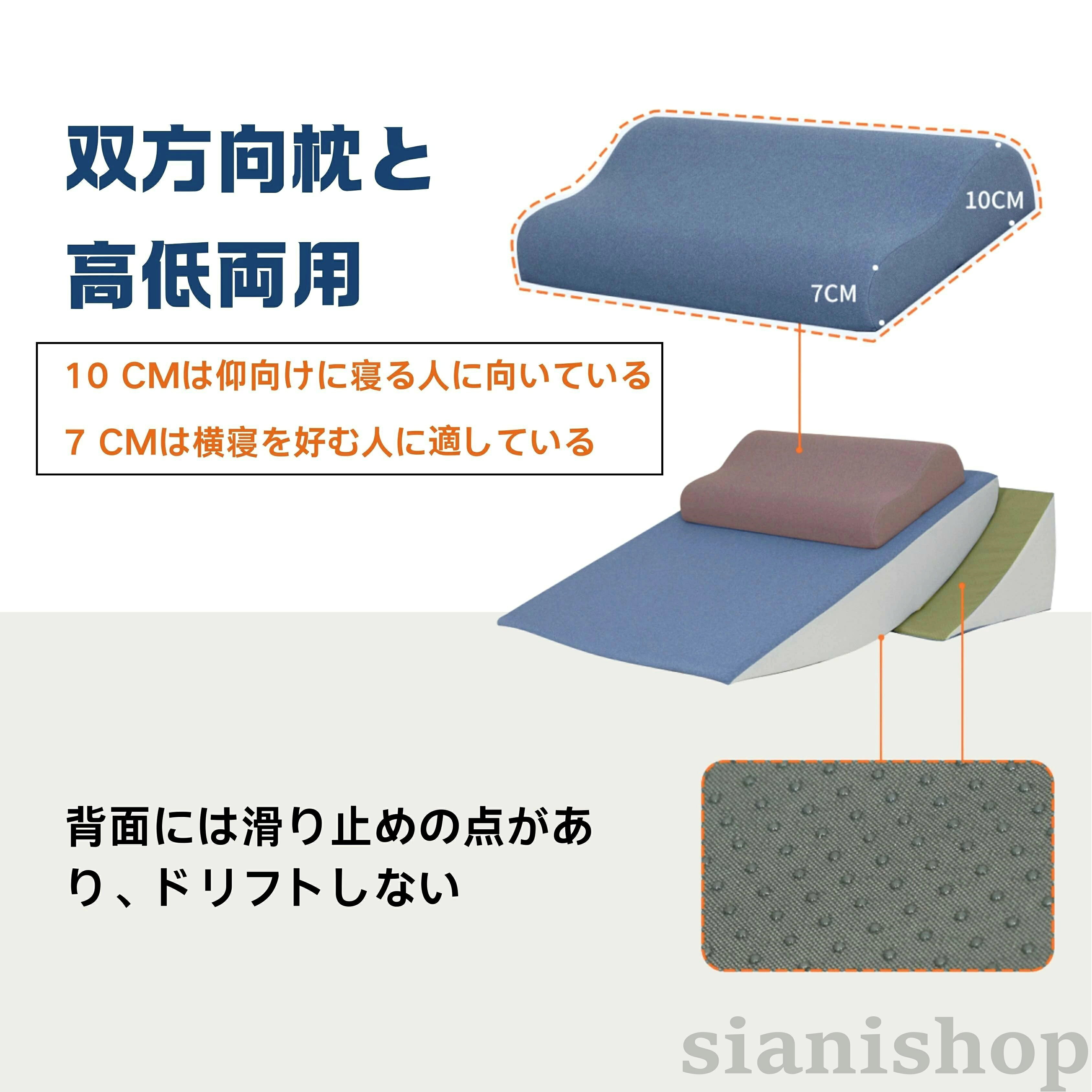 Sianiの枕 良性発作性頭位めまい症 妊婦用枕 首枕 洗える 腰痛 無地 逆流性食道炎枕 ネックピロー 怠け者用ベッド枕 術後用ウェ 傾斜枕 三角枕｜アングル2