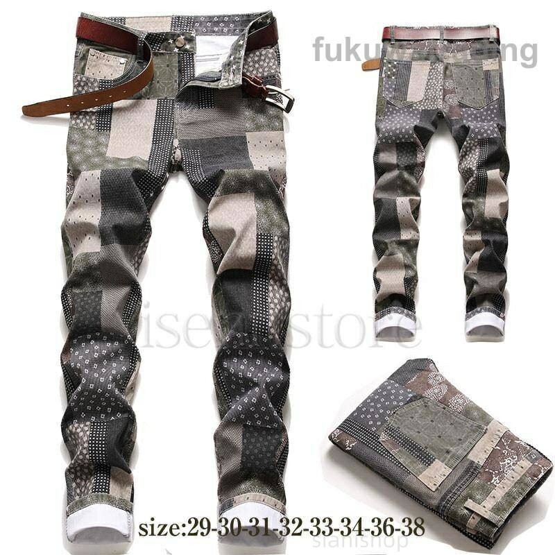 ロングパンツ デニムストレッチ パッチワーク ヴィンテージ 個性 デニムパンツ メンズ スキニーデニム ストリート ファッション ジーンズ スリム カジュアル