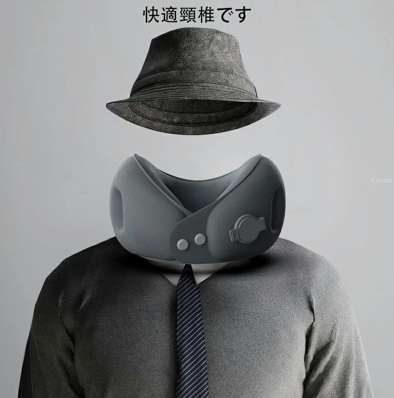 Sianiの枕 まくら ネックピロー U型枕 ポータブル インフレータブル U字型枕 押して膨らませる 自動膨張 手圧エアポンプ式 膨張 手押し 旅行用枕 TPUインフレータブル 機内 車内 安 保健 飛行機｜アングル2