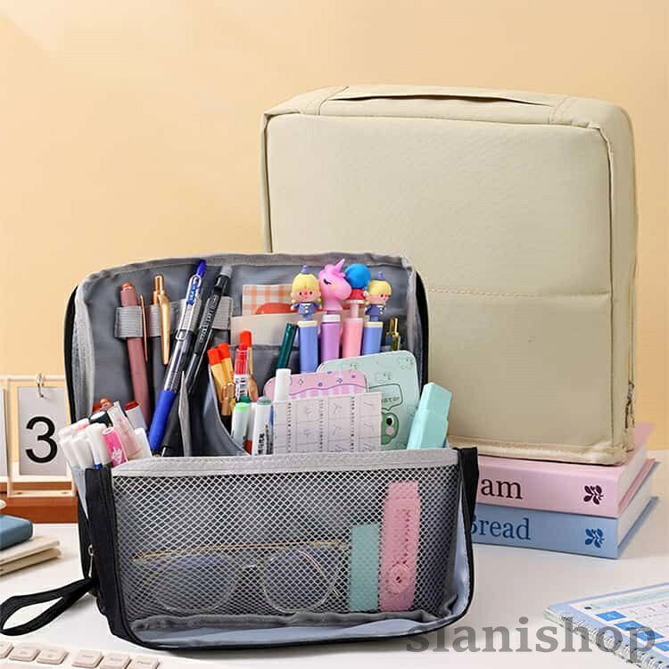 シンプル 収納 筆箱 文房具ポーチ ペンスタンド 文房具 仕事 ペンケース 便利グッズ 持ち運び 大容量 ポーチ 自立 リモートワーク おしゃれ かわいい 新 フリーアドレス 在宅ワーク sianishop-10026339 Siani サンプル画像3