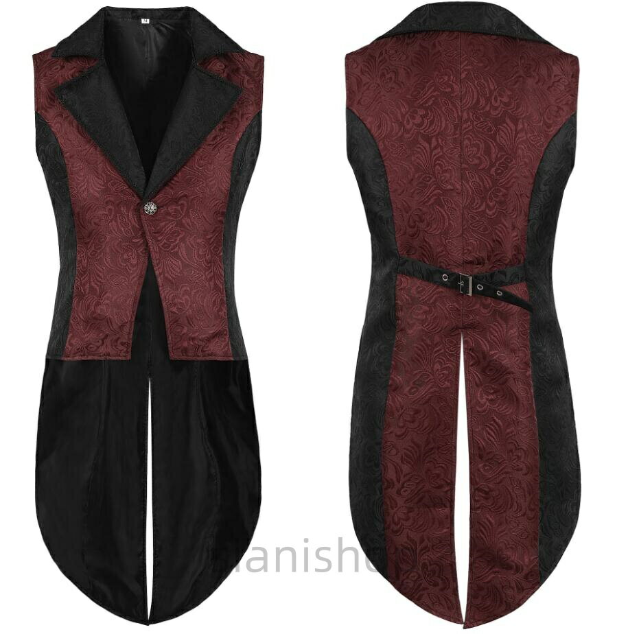 Vests - ハロウィンコスチューム衣装 舞台衣装 変装仮装 メンズノースリーブベスト ロックチョッキ レトロ ゴシック スチームパンク 中世 ハンサム燕尾ベスト ファッション メンズ V系 パンク