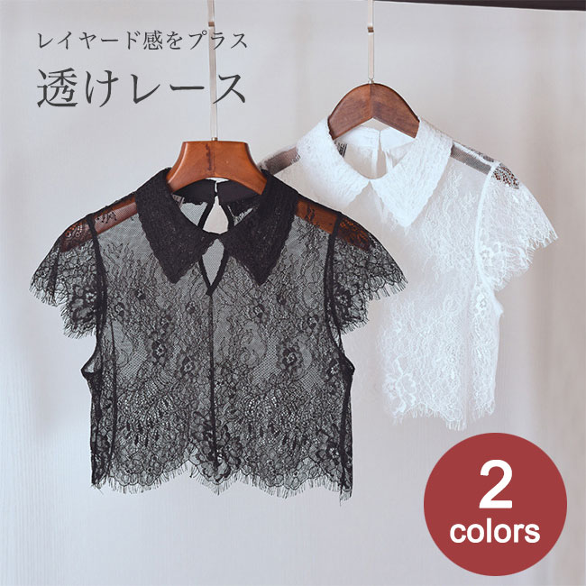 Rakuten - 【送料無料】総レース 付け衿 レディース 付け襟 レースブラウス 透け透け おしゃれ レース付け襟 ブラウス襟 レトロ エレガント ホワイトレース ブラックレース ファッション小物 女性 レイヤードコーデ 重ね着風 つけえり 黒 白