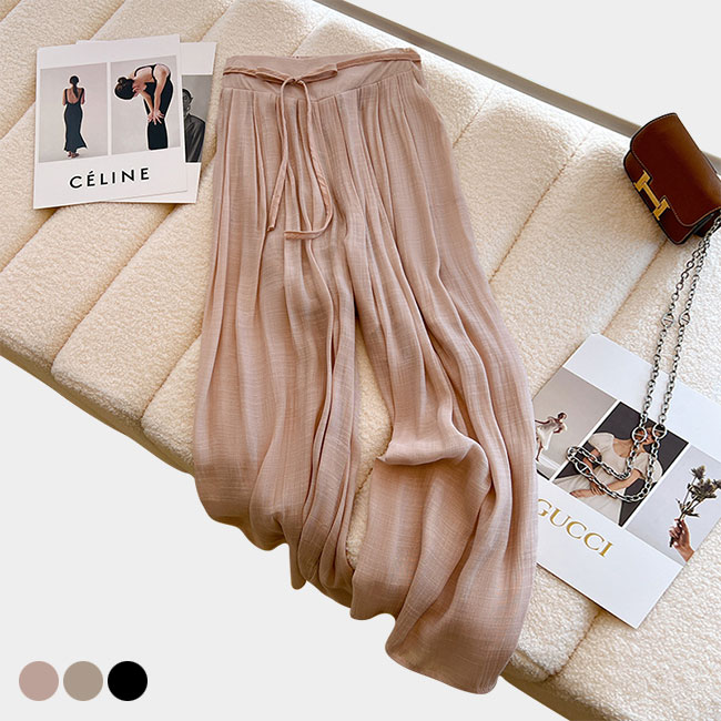 ワイドパンツ夏レディースイージーパ...