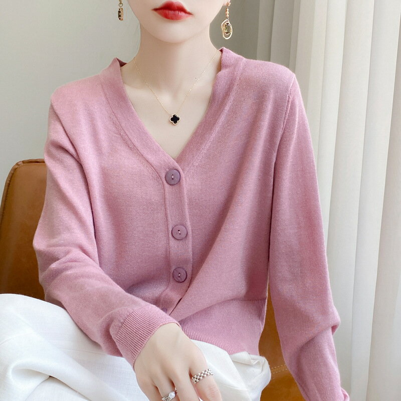 Crew Neck - 「ウール混」カーディガン レディース ニット セーター 秋冬 起毛感 無縫製 保温 長袖 ラウンドネック ウール トップス ボタン きれいめ 体型カバー 柔らかい 大きいサイズ 着痩せ 秋 冬 おしゃれ インナー 肌着