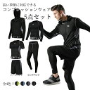 コンプレッションウェア メンズ メンズウェア 5点セット スポーツ ランニングウェア トレーニングウェア スポーツウェア 上下 上下セット 半袖 長袖 長袖Tシャツ 半袖Tシャツ ハーフパンツ ロングパンツ レギンス パーカー 伸縮性 通気性 速幹 ストレッチ(4)
