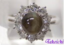 Pt900★リング　クリソベリルキャッツアイ1．66ct◇ダイヤ0．64ct●12号◆ソーティング付き【中古】【TAKEICHI】”mJ108/25950