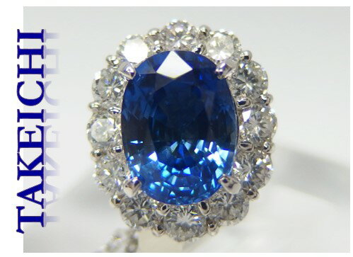 Pt900★タイ留　タイタック　サファイア3．34ct◇ダイヤモンド1．11ct◆ソーティング付【中古】【TAKEICHI】”mJ152/25096