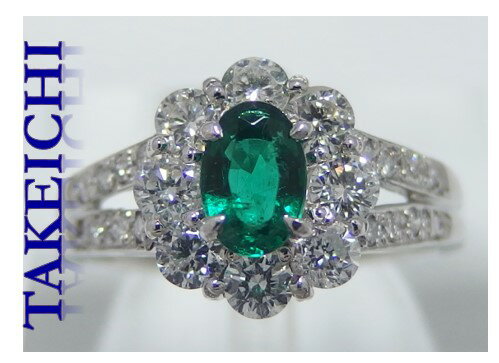 【中古】Pt900★リングエメラル...