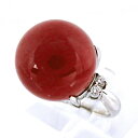 Pt900 ★リング 指輪 天然サンゴ16mm ◇ダイヤモンド0.15ct ◆ソーティング付 ●10号 【中古】 /s22906