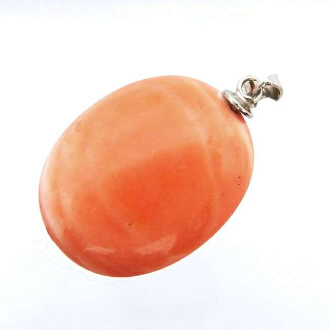 メタル ★ペンダントトップ 天然さんご 珊瑚 楕円◆ソーティング付き 【中古】 /31813
