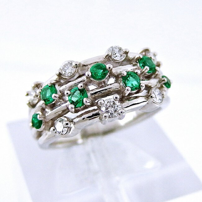 【中古】送無Pt900★リングエメ...